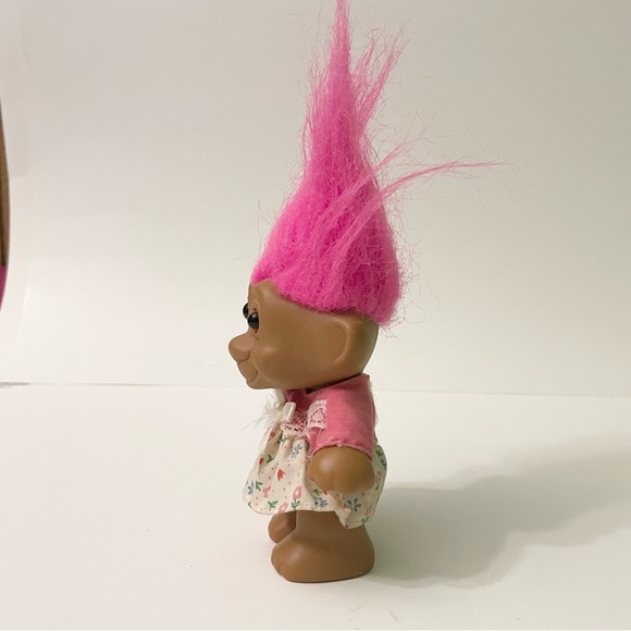Vtg Troll Pink Hair Troll Doll with Floral Dress - Picture 4 of 16